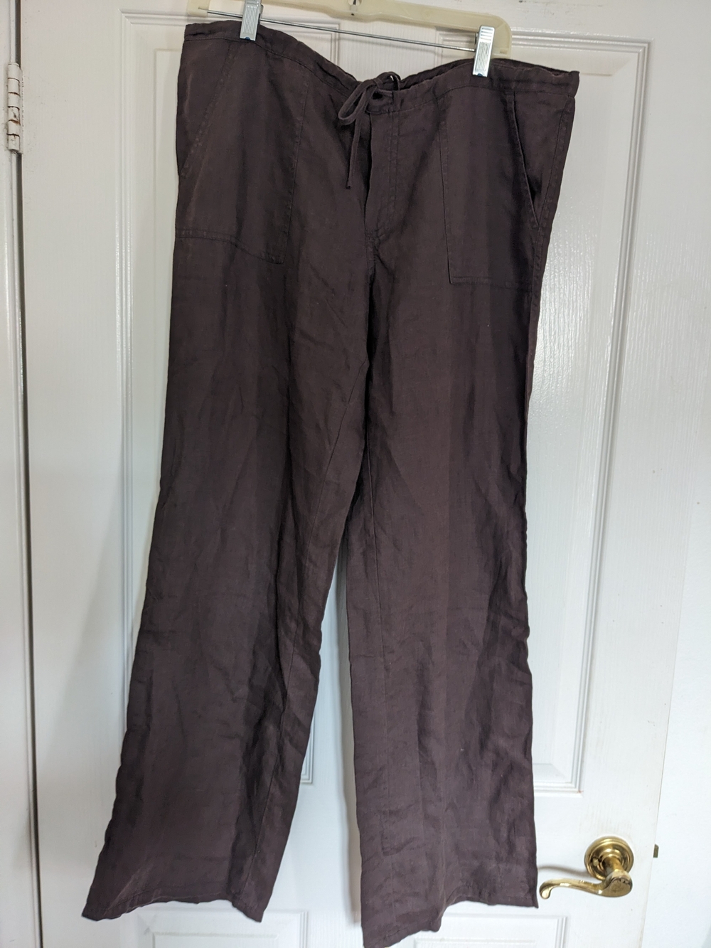 LONDONJEAN Relaxed Wide Leg Drawstring Pants in Deep Brown